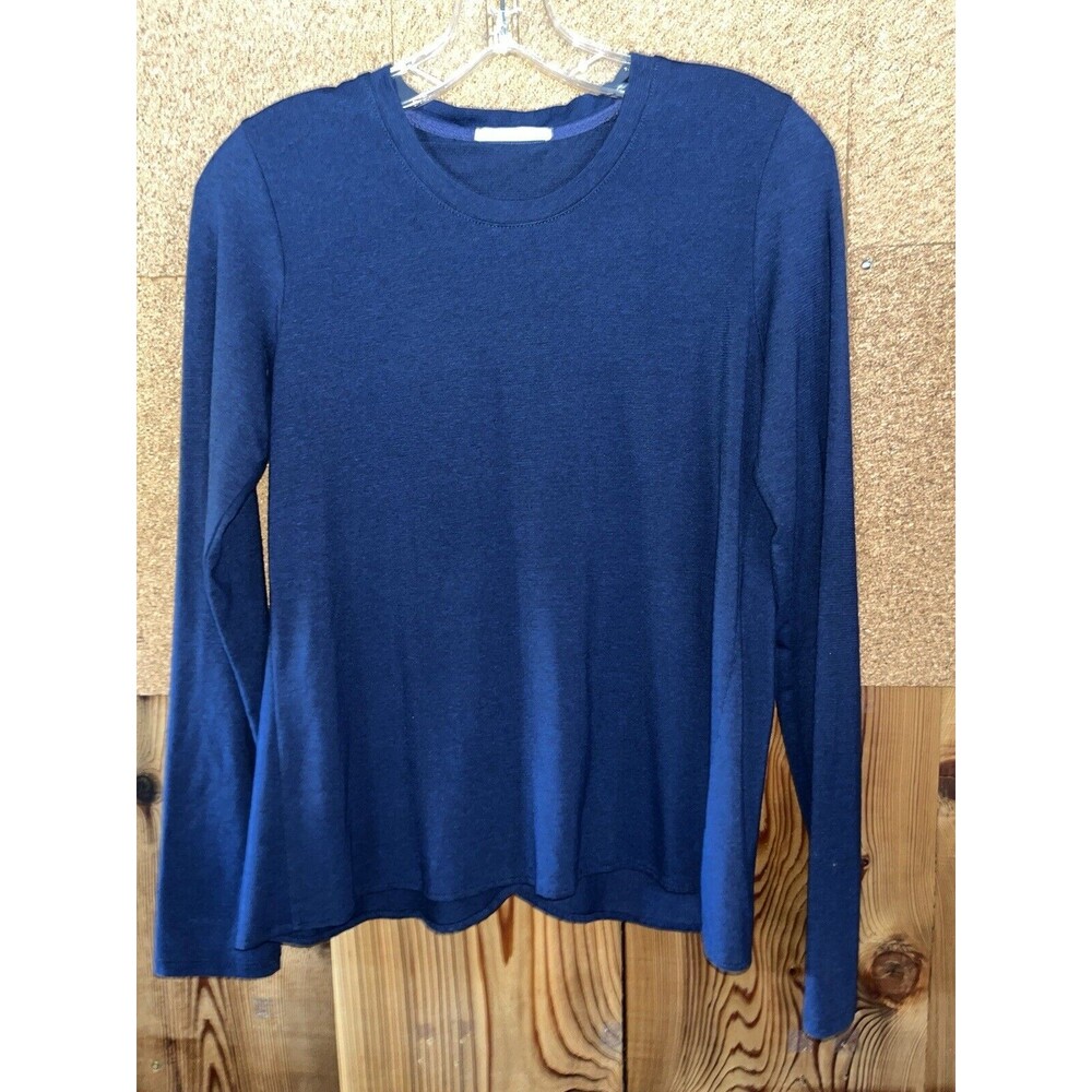 Marine Layer Navy Blue Micro Modal Jersey Split Back Long Sleeve Top Size Small